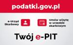 Czerwono-biały baner z napisem podatki.go.pl i Twój e-pit