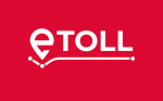 Biały duży napis eToll na czerwonym tle