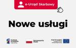 Biała grafika z czerwonym napisem: e-Urząd Skarbowy i czarnym napisem: Nowe usługi