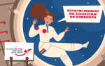 Rysunkowy baner przedstawiający kosmonautkę, która mówi: Ostatni moment na zgłoszenie do konkursu. W lewym dolnym rogu napis: Finansoaktywni, Misja: budżet. Plan do działania!