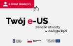 Baner w lewym górnym rogu napis: e-Urząd Skarbowy, na środku napis: Twój e-USzawsze otwarty w zasięgu ręki. Na dole loga: Fundusze Europejskie (3 kolorowe gwiazdki na granatowym tle, Rzeczpospolita Polska - flaga, Unia Europejska - flaga Unii